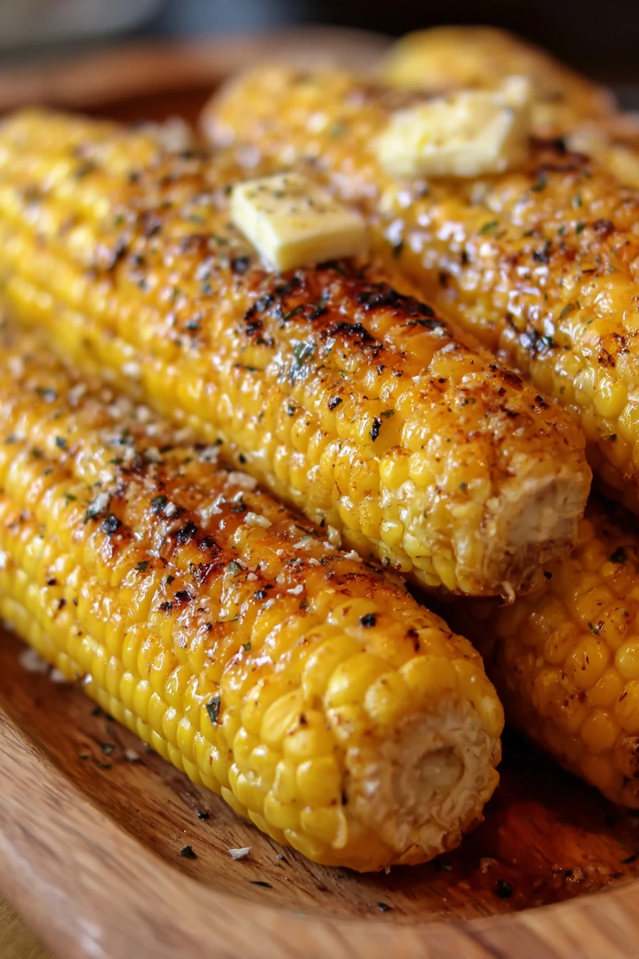 oven roasted corn, delicious, golden, buttery, savory, charred, mouthwatering, flavorful
