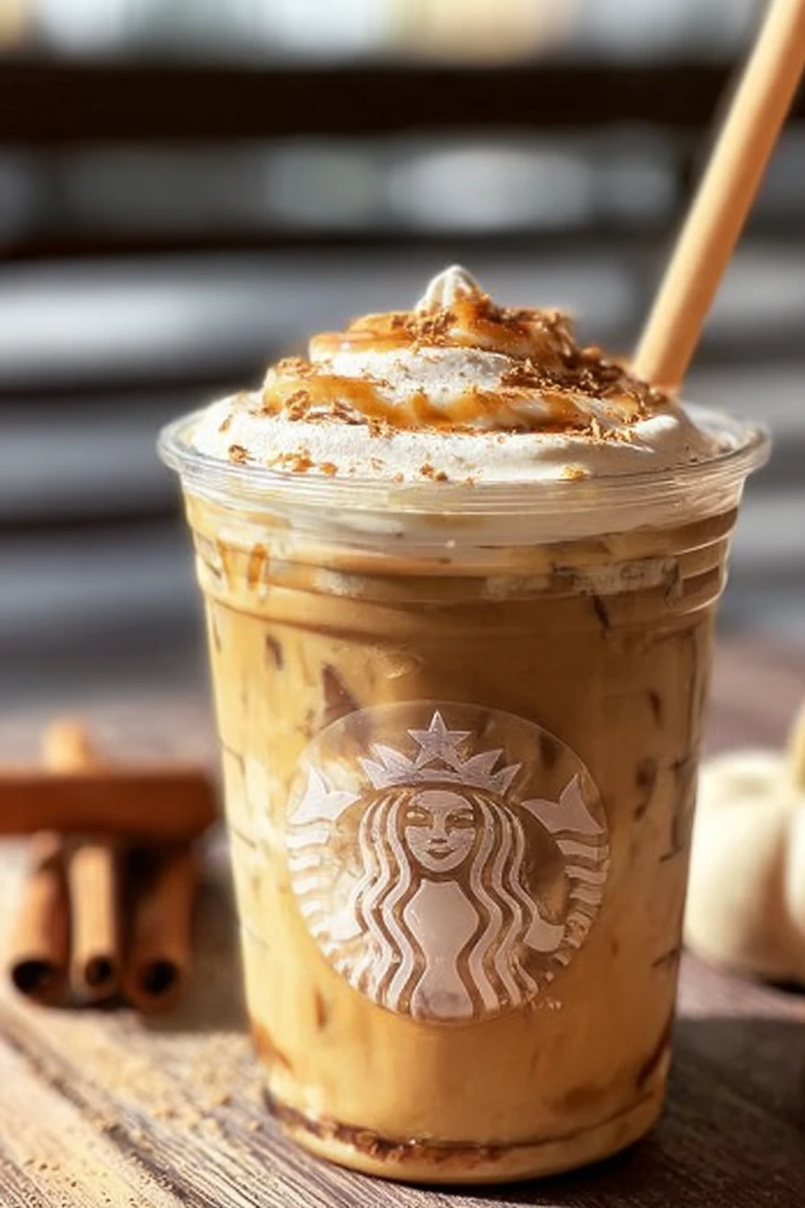 pumpkin spice latte, ultimate Starbucks, iced, flavorful, autumnal, refreshing, indulgent