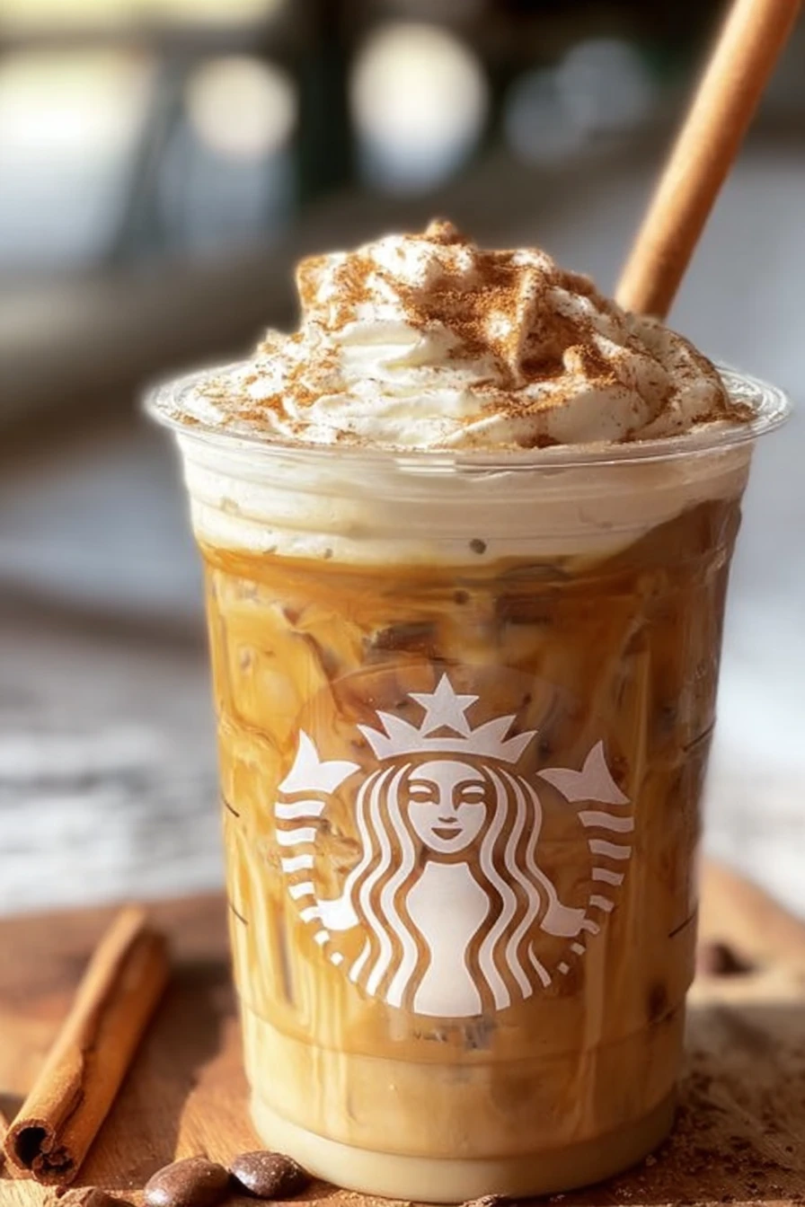 pumpkin spice latte, ultimate Starbucks, iced, flavorful, autumnal, refreshing, indulgent