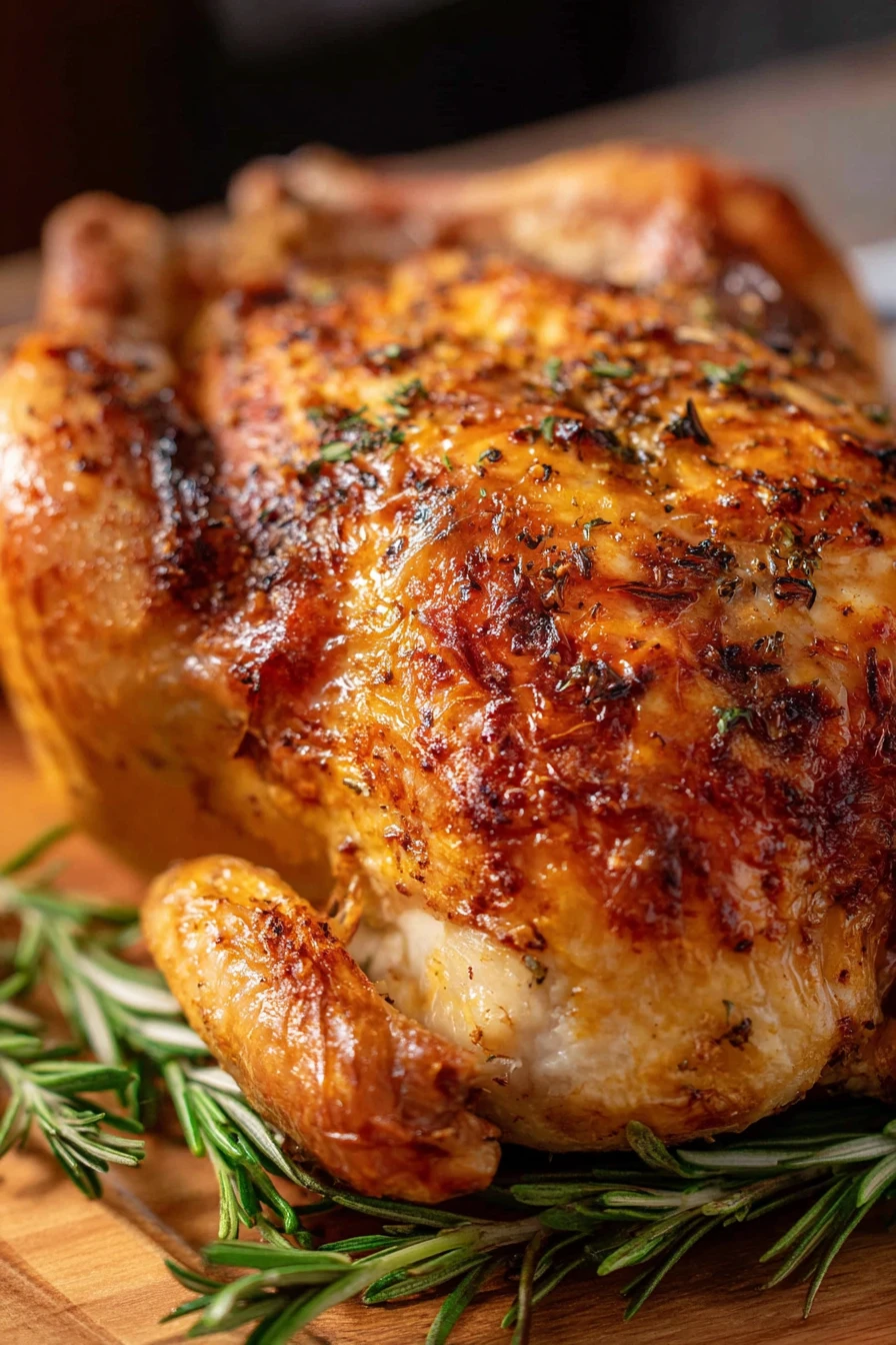 roasted chicken, air fryer, crispy skin, juicy, succulent, golden-brown, flavorful herbs