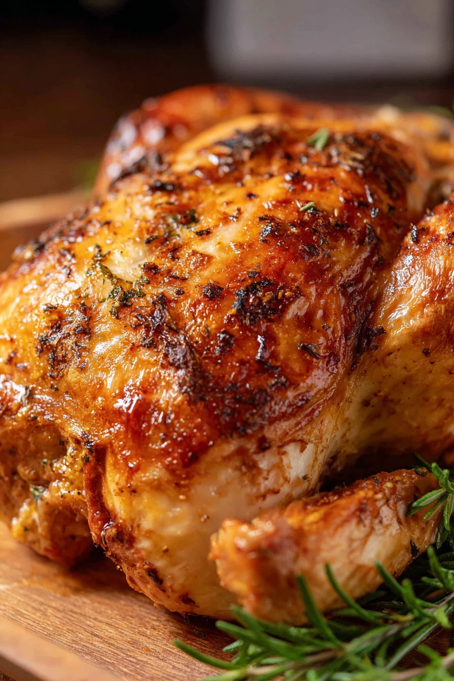 roasted chicken, air fryer, crispy skin, juicy, succulent, golden-brown, flavorful herbs