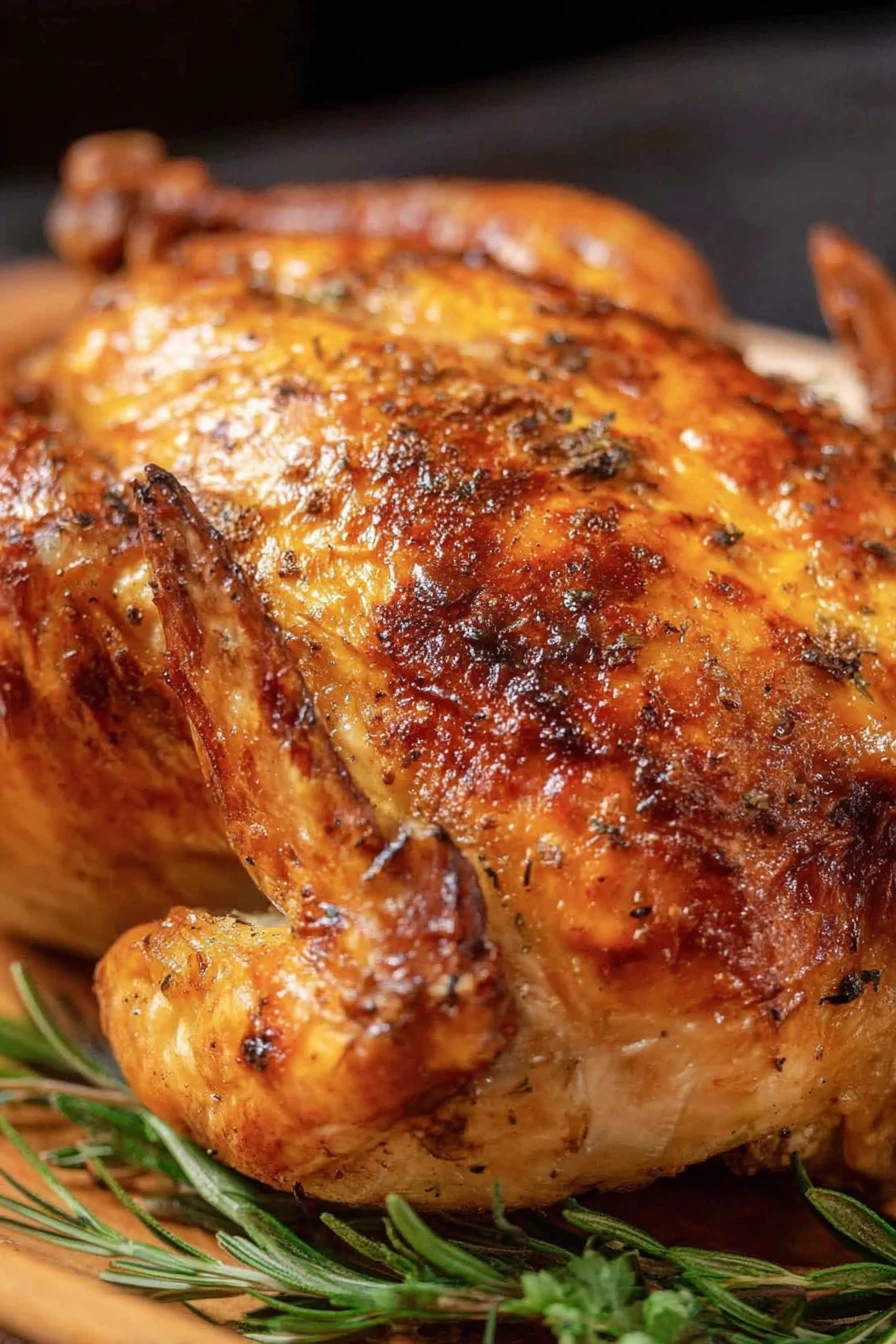 roasted chicken, air fryer, crispy skin, juicy, succulent, golden-brown, flavorful herbs