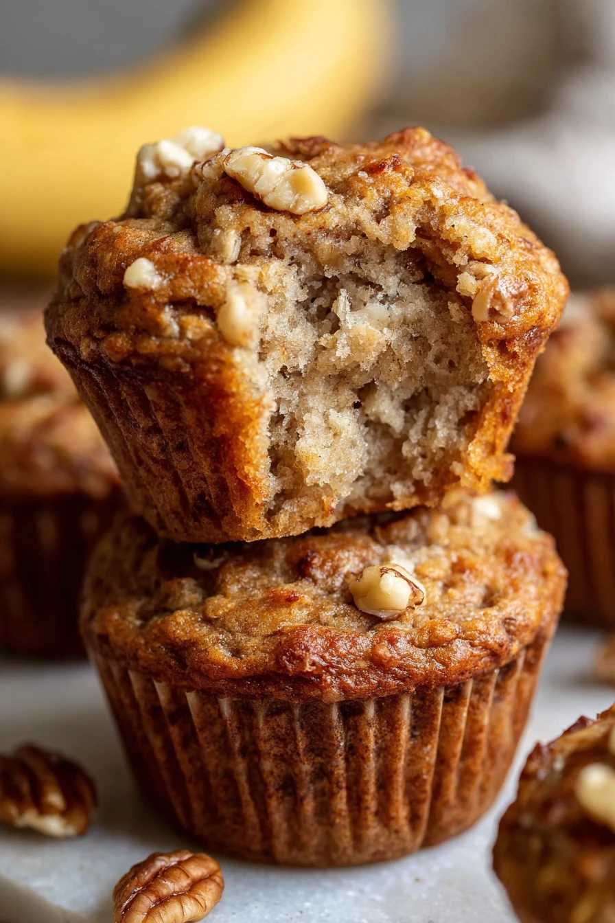 banana muffins, moist, ripe bananas, delicious, freshly baked, golden brown, sweet and satisfying