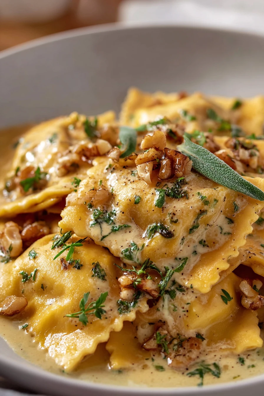 Butternut Squash Ravioli with Brown Butter Sauce  recipe step-by-step guide
