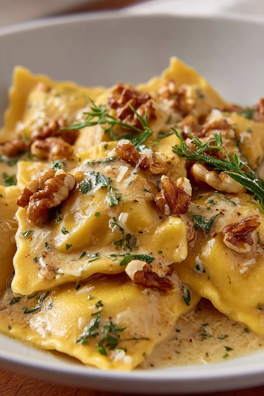 Butternut Squash Ravioli with Brown Butter Sauce  recipe step-by-step guide