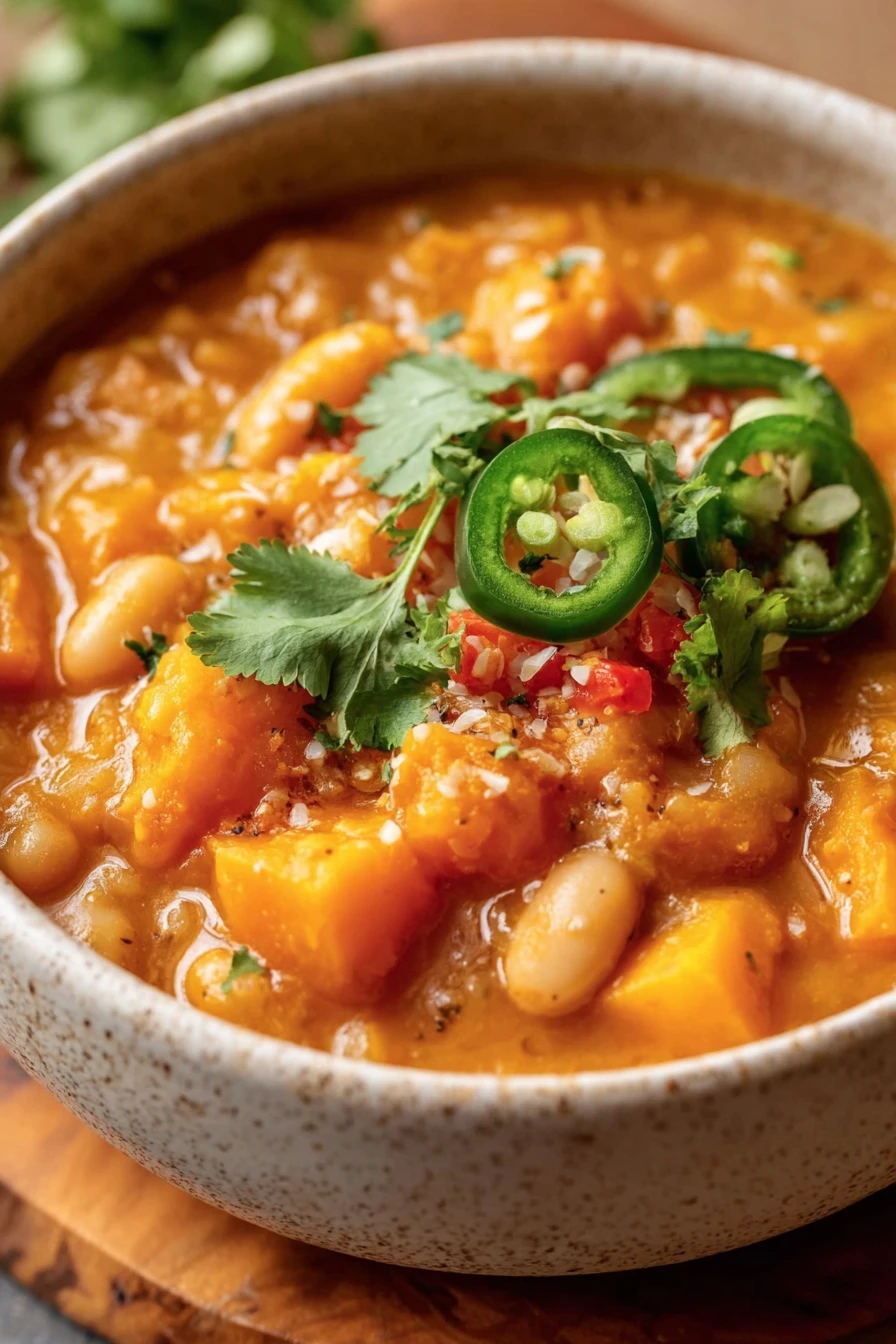 butternut squash, white bean, hearty chili, savory, comforting, warm, nutritious