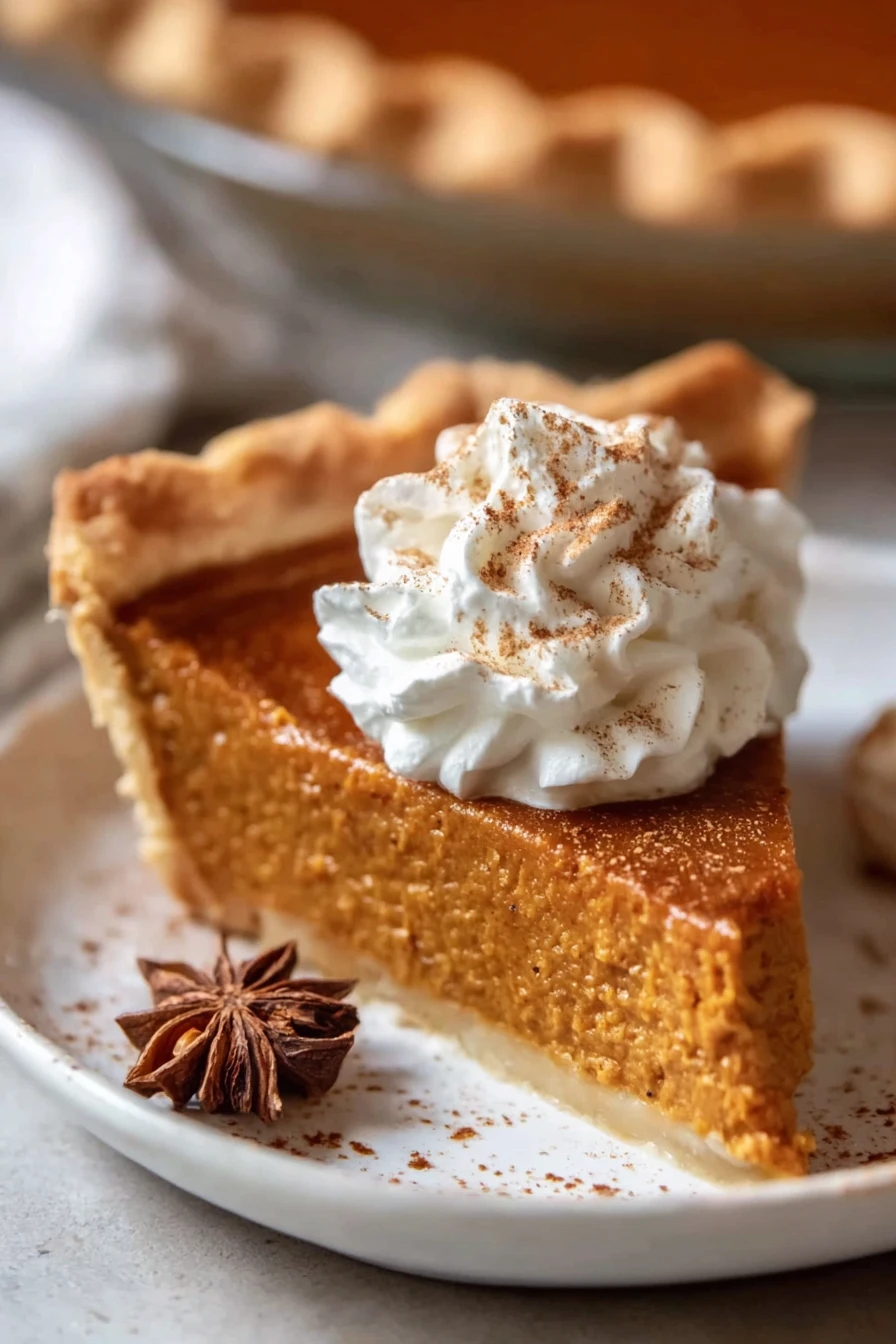 classic pumpkin pie, autumn dessert, rich spices, creamy filling, flaky crust, seasonal favorite