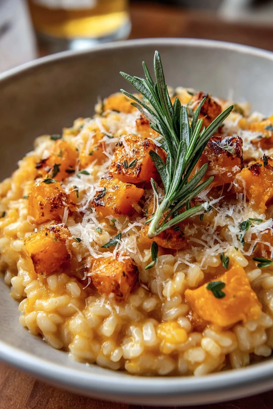 creamy butternut squash risotto, savory, comforting, fall flavors, delicious, creamy texture