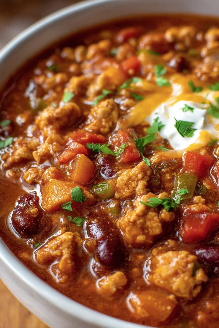 Easy Turkey Pumpkin Chili, hearty, flavorful, savory, fall-inspired, delicious, comforting, nutritious
