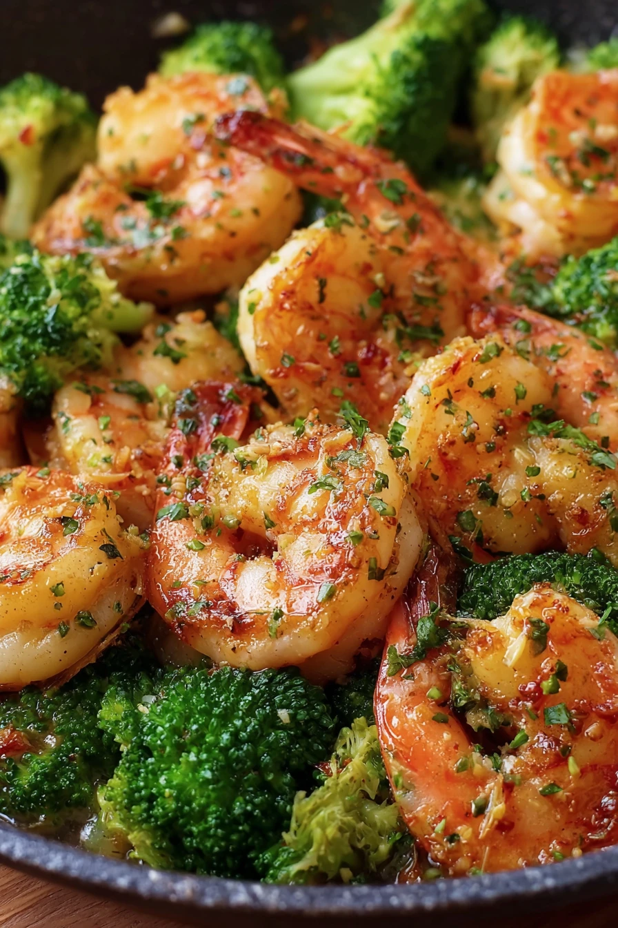 Garlic butter shrimp, broccoli skillet, savory, flavorful, delicious, aromatic
