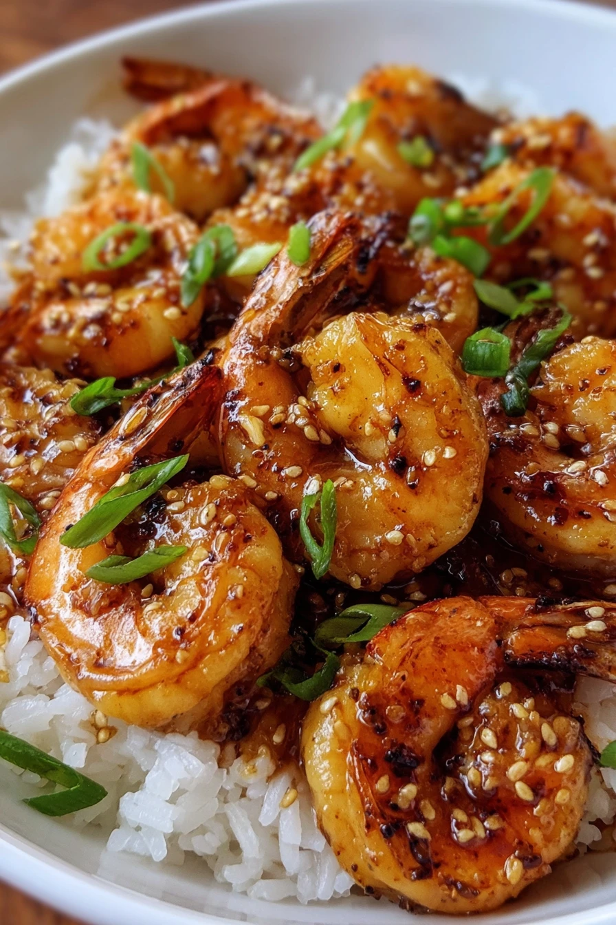 honey garlic shrimp, savory, succulent, aromatic, delicious, seafood dish
