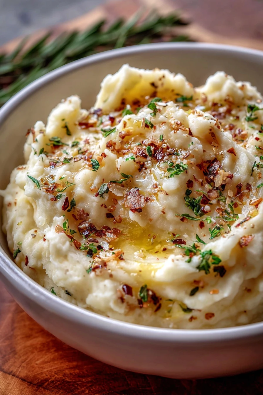 creamy, roasted garlic, mashed potatoes, irresistibly delicious, savory, creamy texture