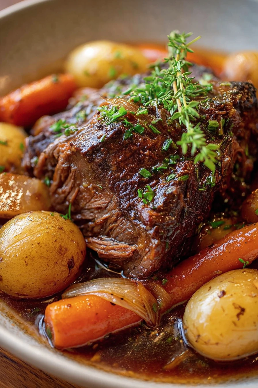 pot roast, slow cooker, savory, tender, juicy, aromatic, hearty, comforting