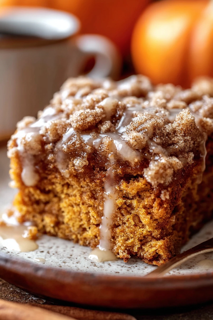 pumpkin coffee cake, delicious recipe, moist, spiced, fall flavors