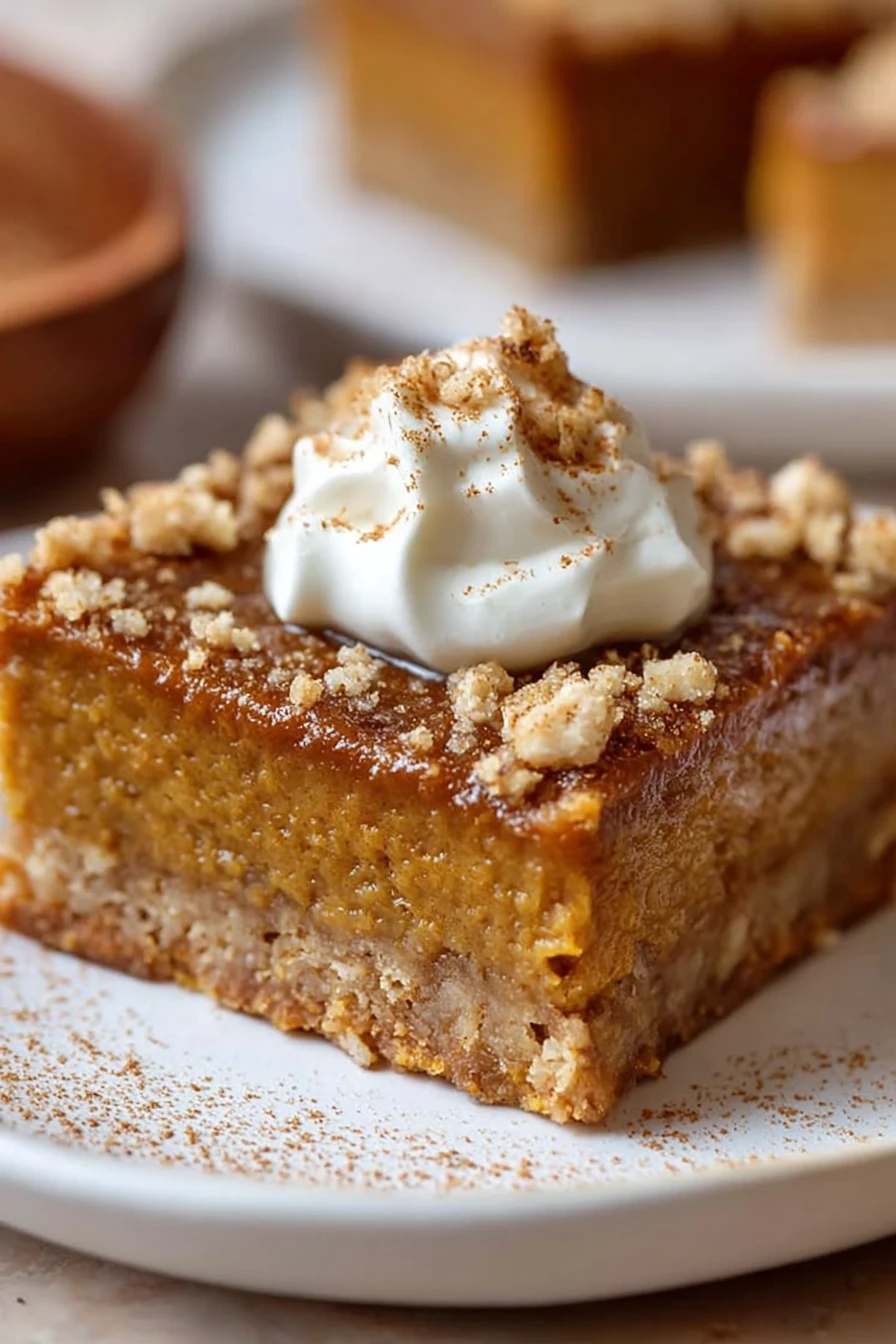 pumpkin pie bars, delicious autumn dessert, spiced crust, creamy filling
