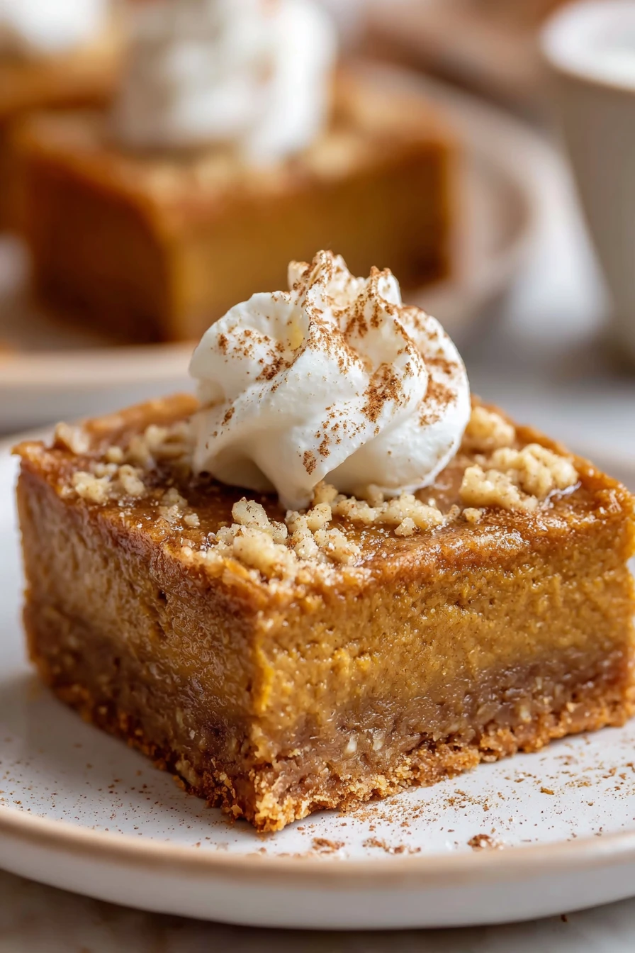 pumpkin pie bars, delicious autumn dessert, spiced crust, creamy filling