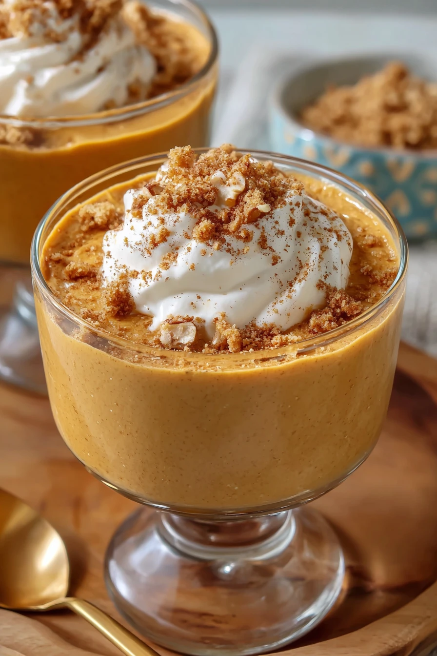 pumpkin pie pudding, creamy, indulgent dessert, fall flavors, spiced, decadent swirls