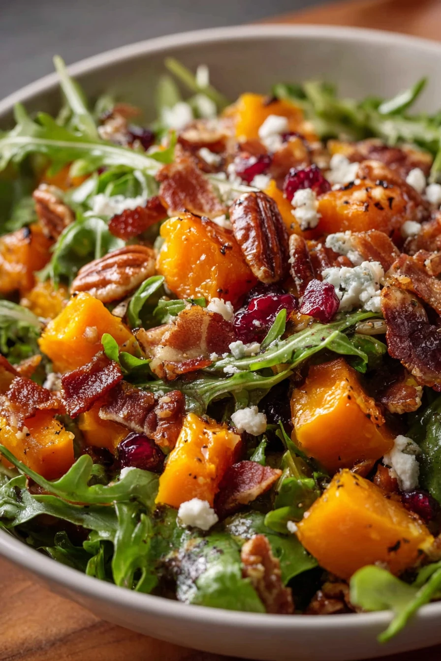 roasted butternut squash salad, vibrant colors, fresh ingredients, nutritious, flavorful, appetizing