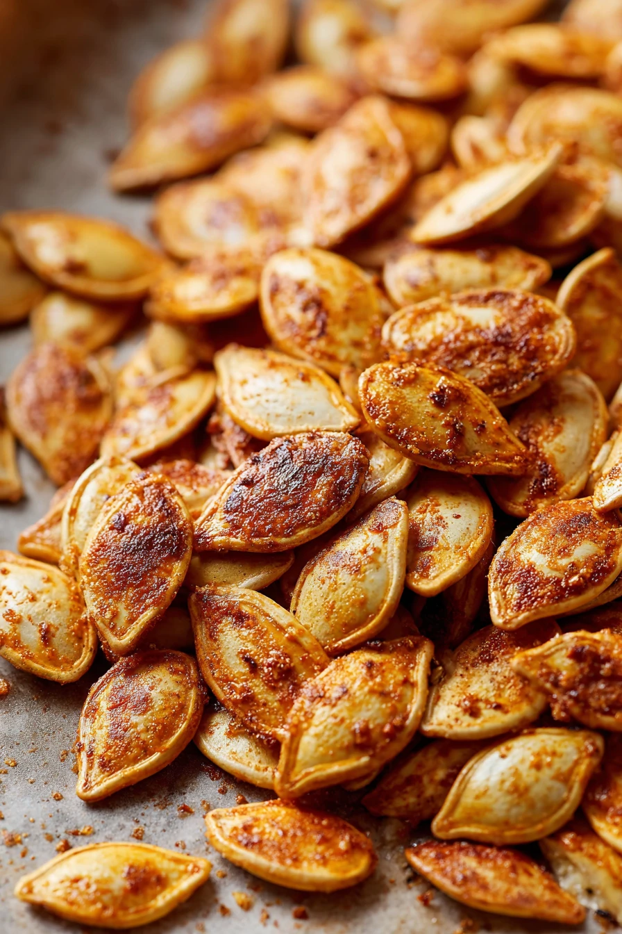 roasted pumpkin seeds, crunchy, savory, fall snack, delicious, healthy, seasonal