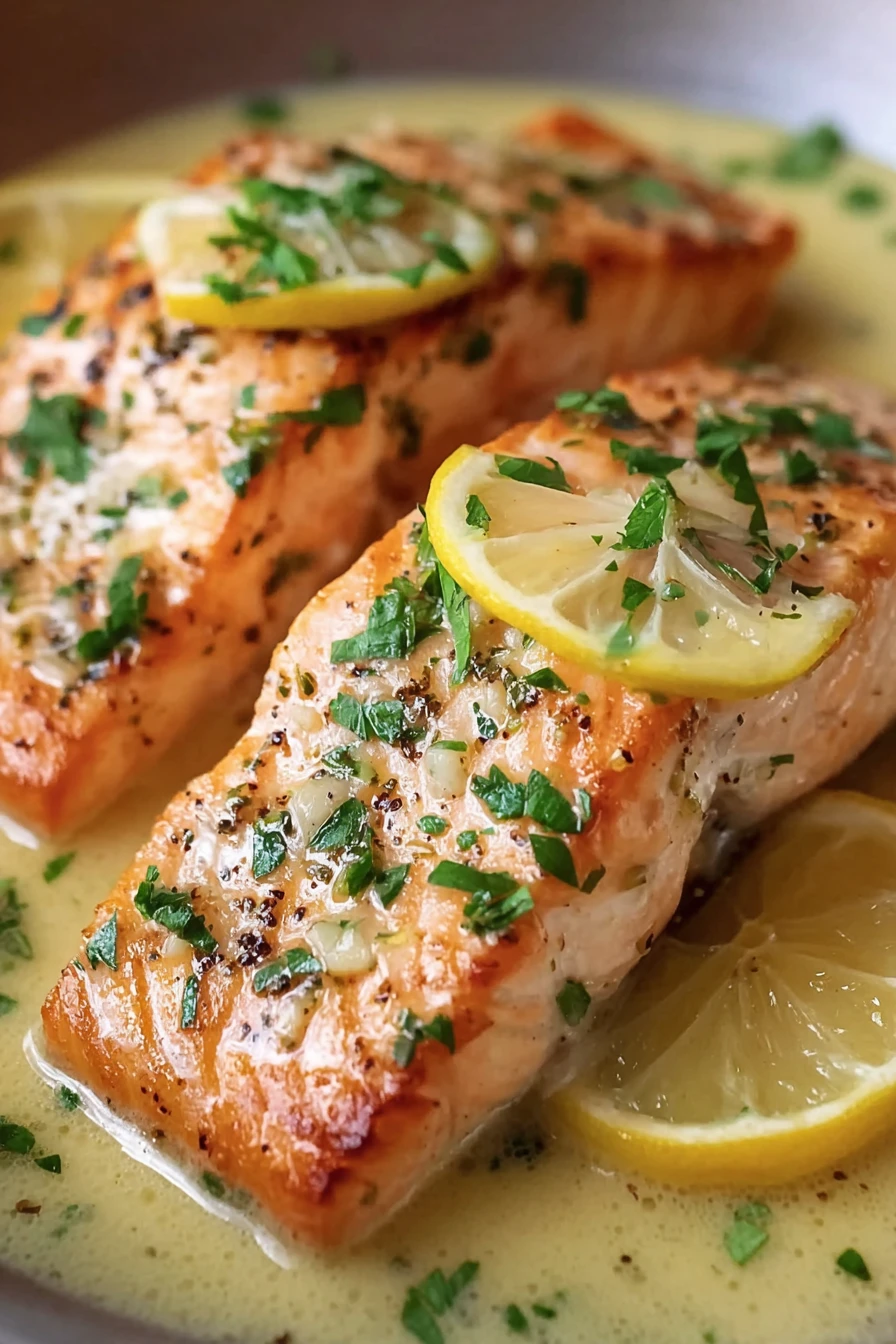 Salmon with Garlic Lemon Butter Sauce recipe step-by-step guide