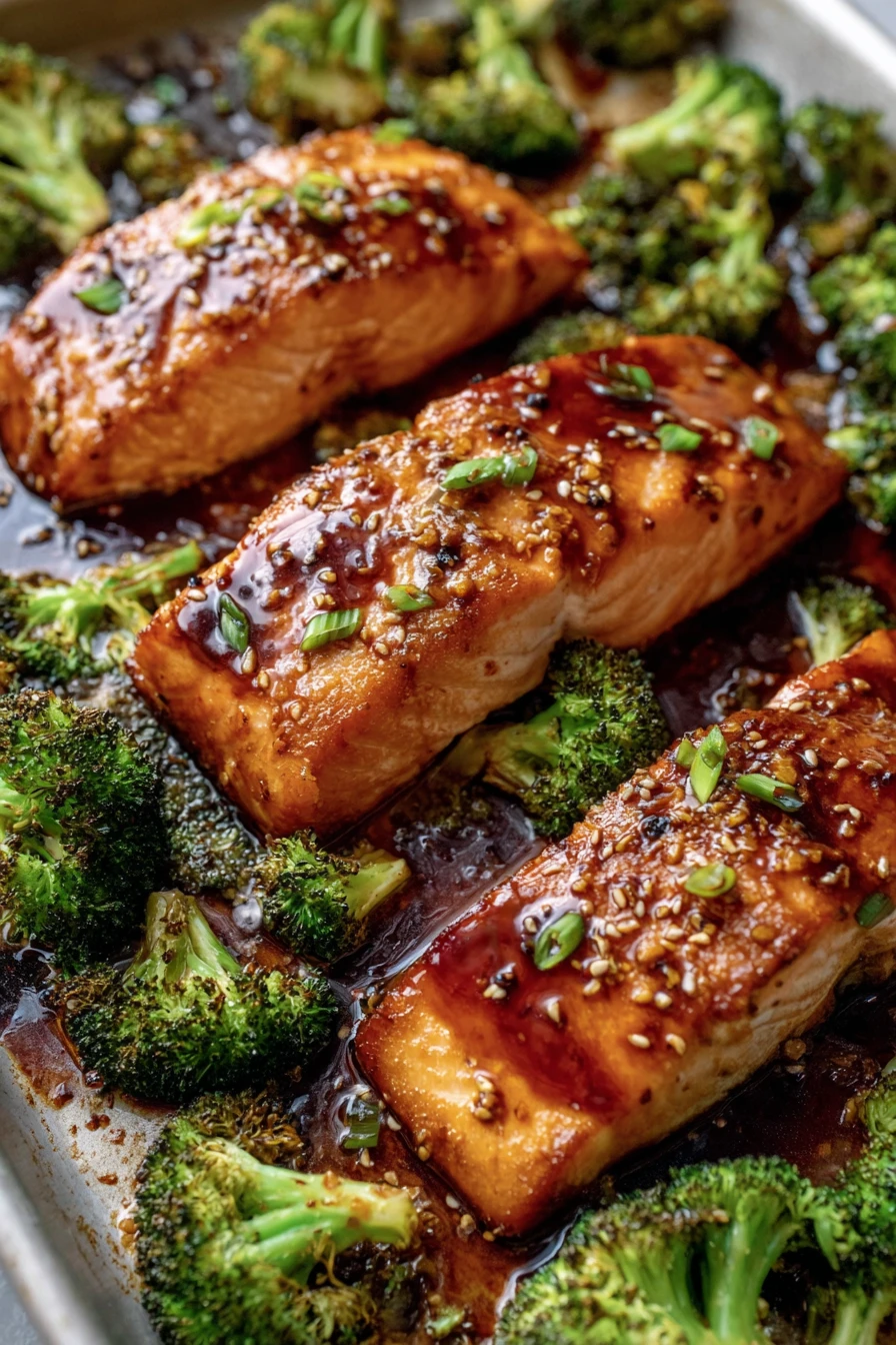 teriyaki salmon, sheet pan, savory broccoli, delicious meal, flavorful, healthy, easy prep