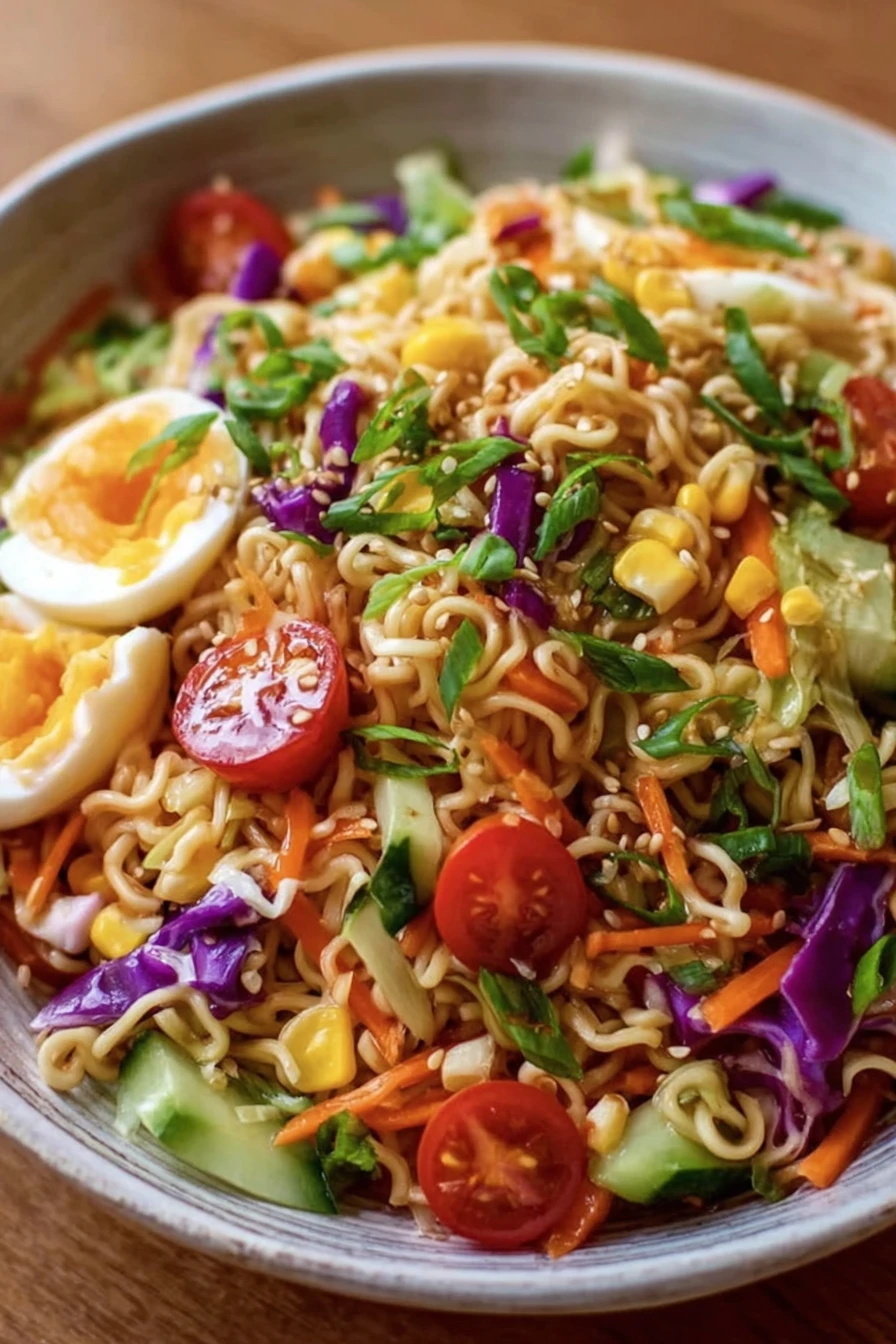 summer, ramen noodle salad, refreshing, colorful, crunchy, flavorful, Asian-inspired, chilled, vibrant