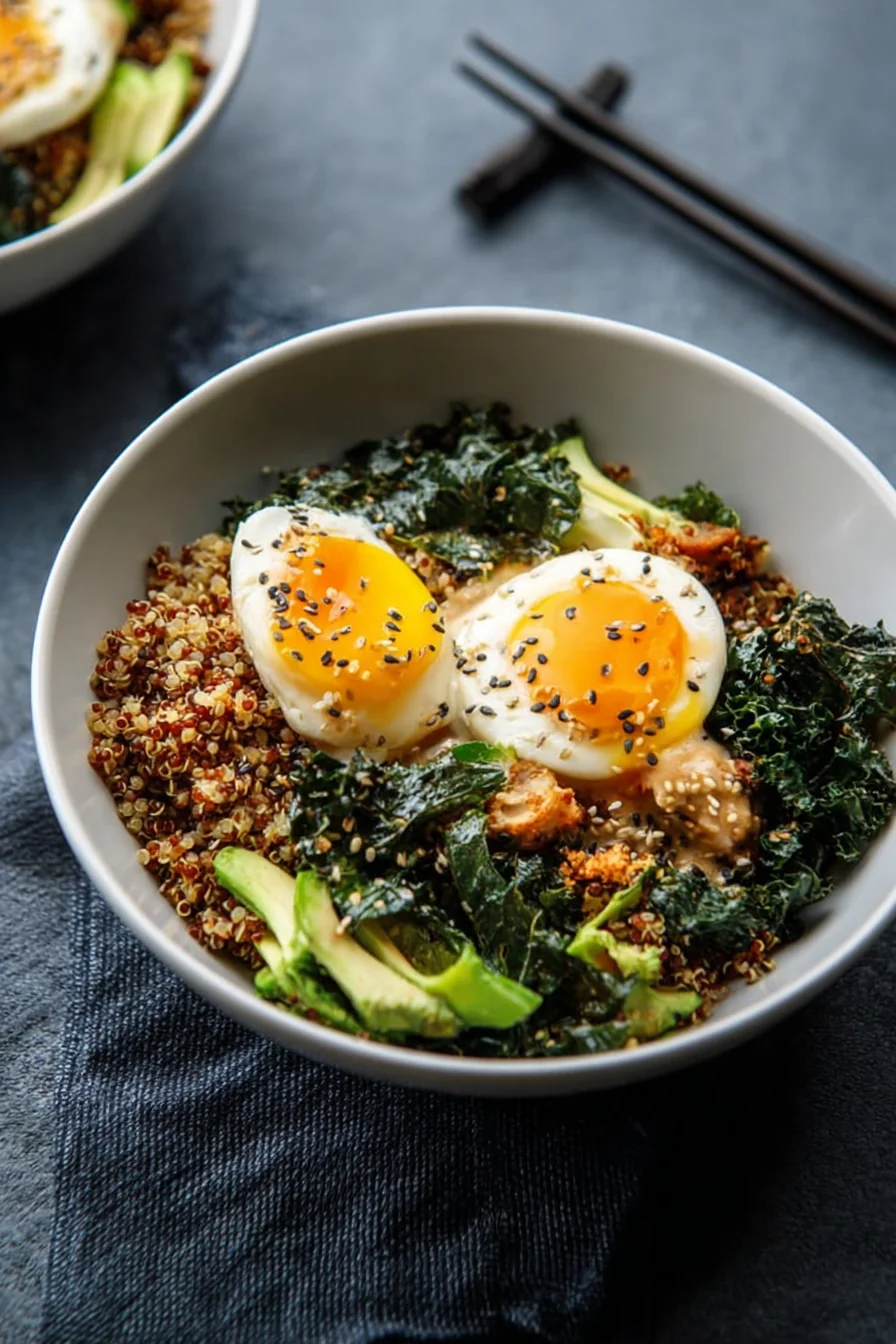 Miso Quinoa Bowls with Kale and Eggs - Image 1