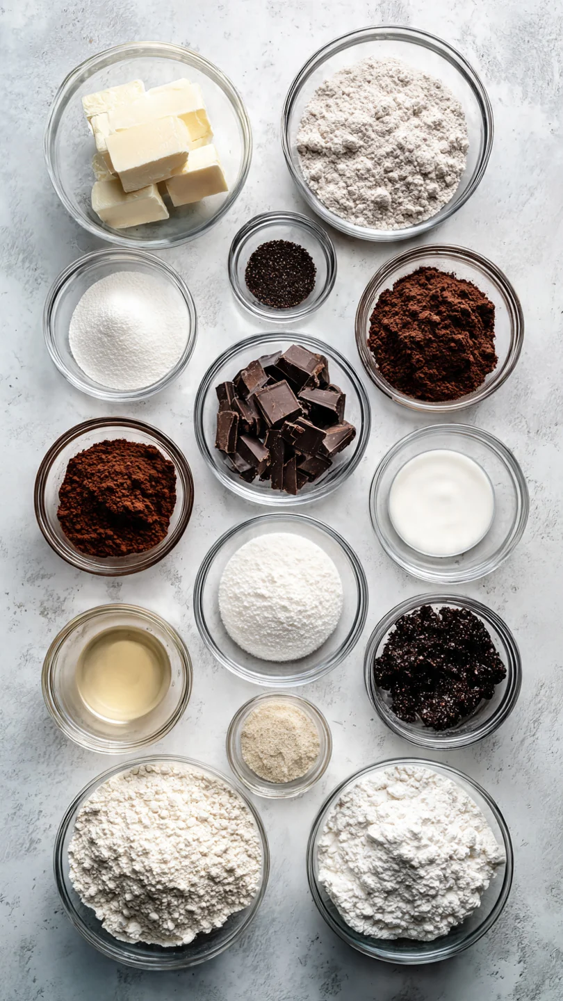 Best Double Chocolate Cake With Black Velvet Icing - Ingredients