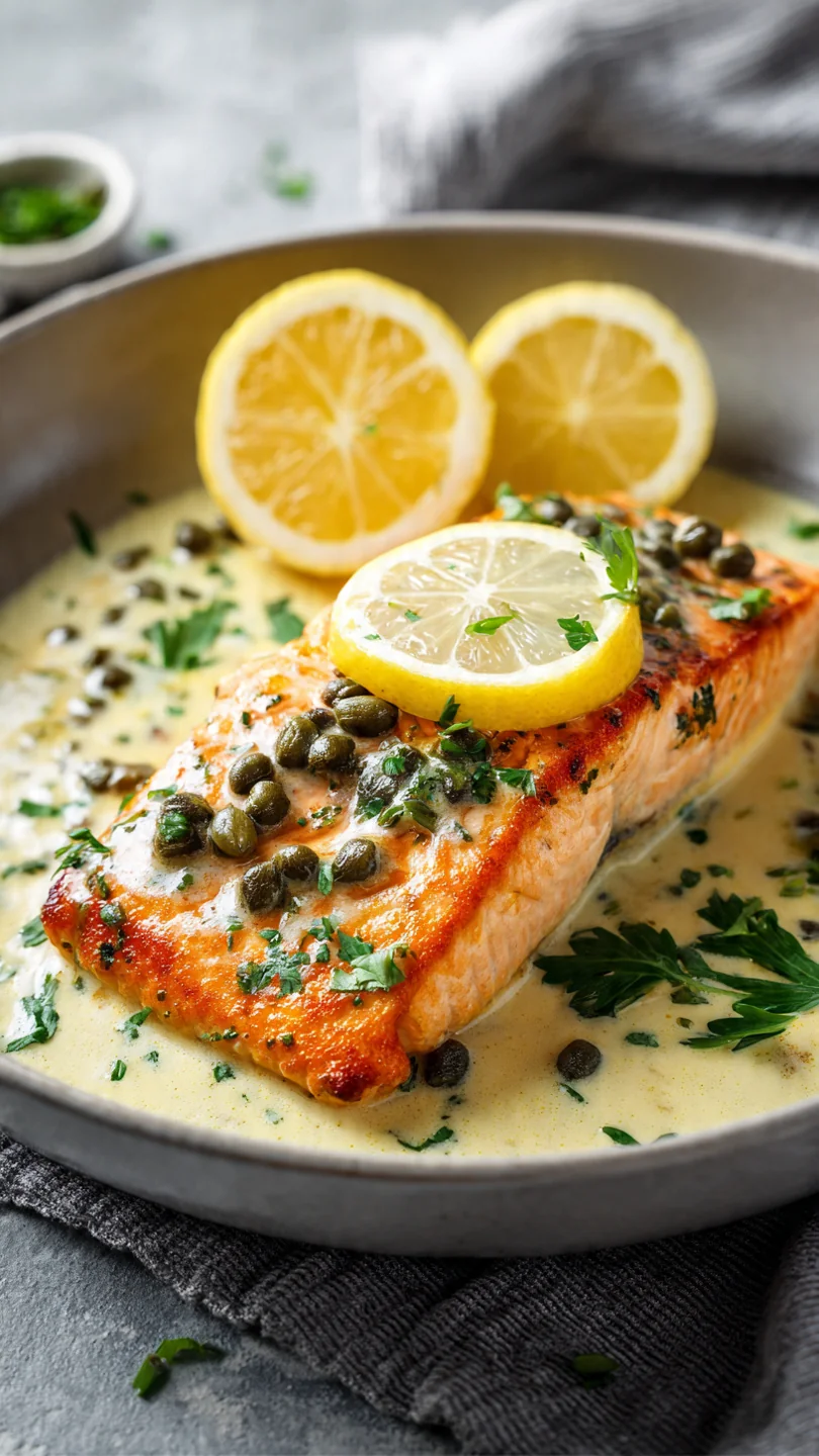 Creamy Salmon Piccata With Lemon And Capers - Image 1