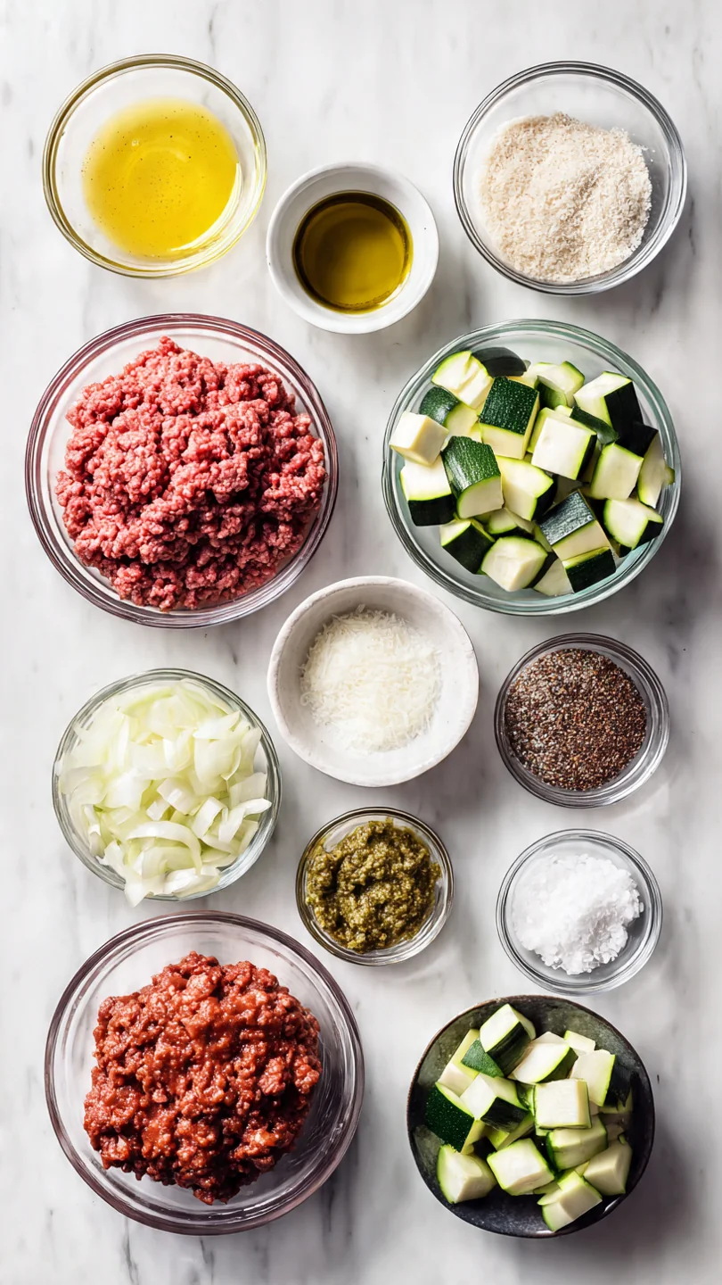 Easy Ground Beef Zucchini Boats - Ingredients