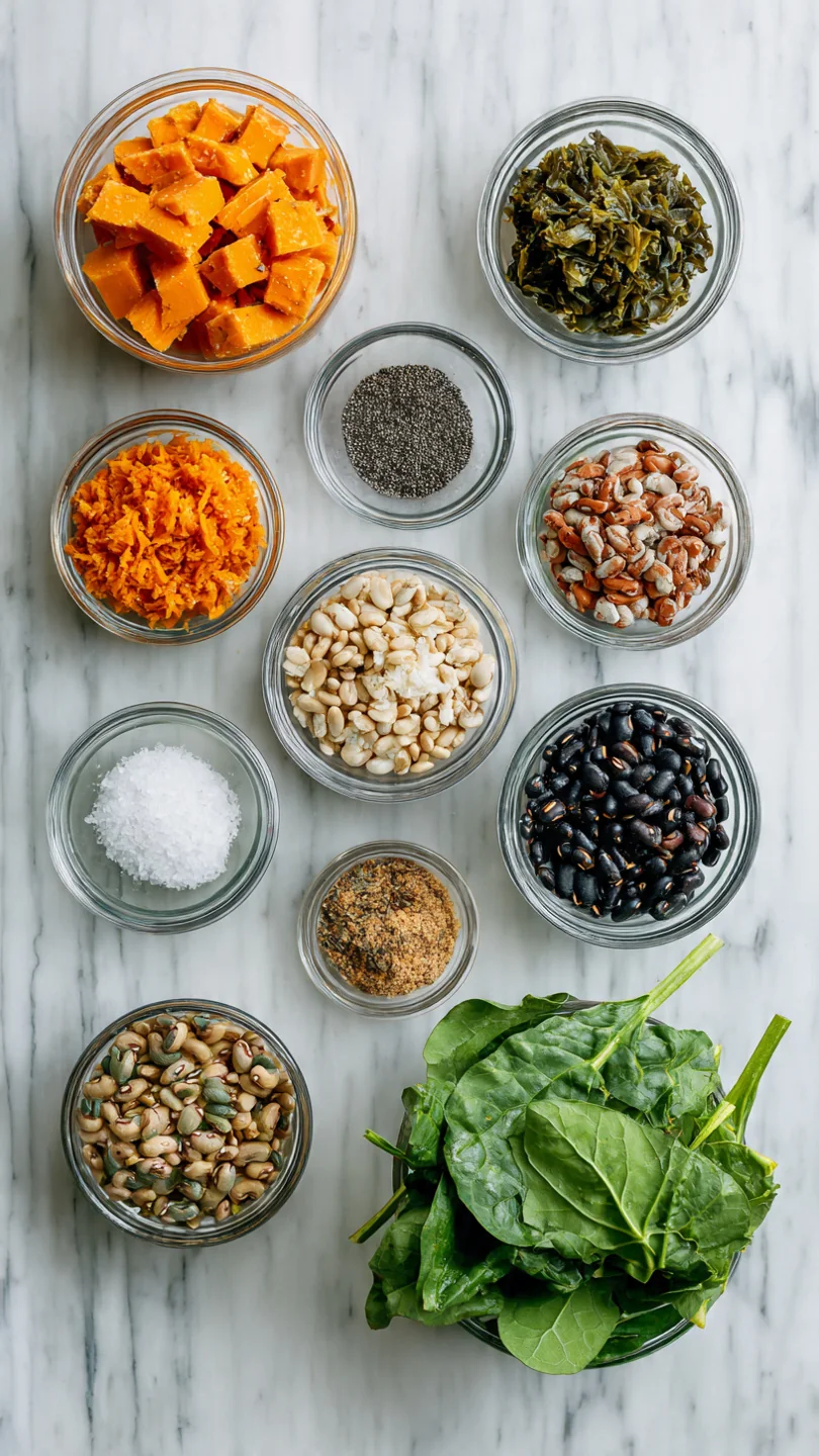 Sweet Potato-Coconut Curry With Black-Eyed Peas & Collard Greens - Ingredients