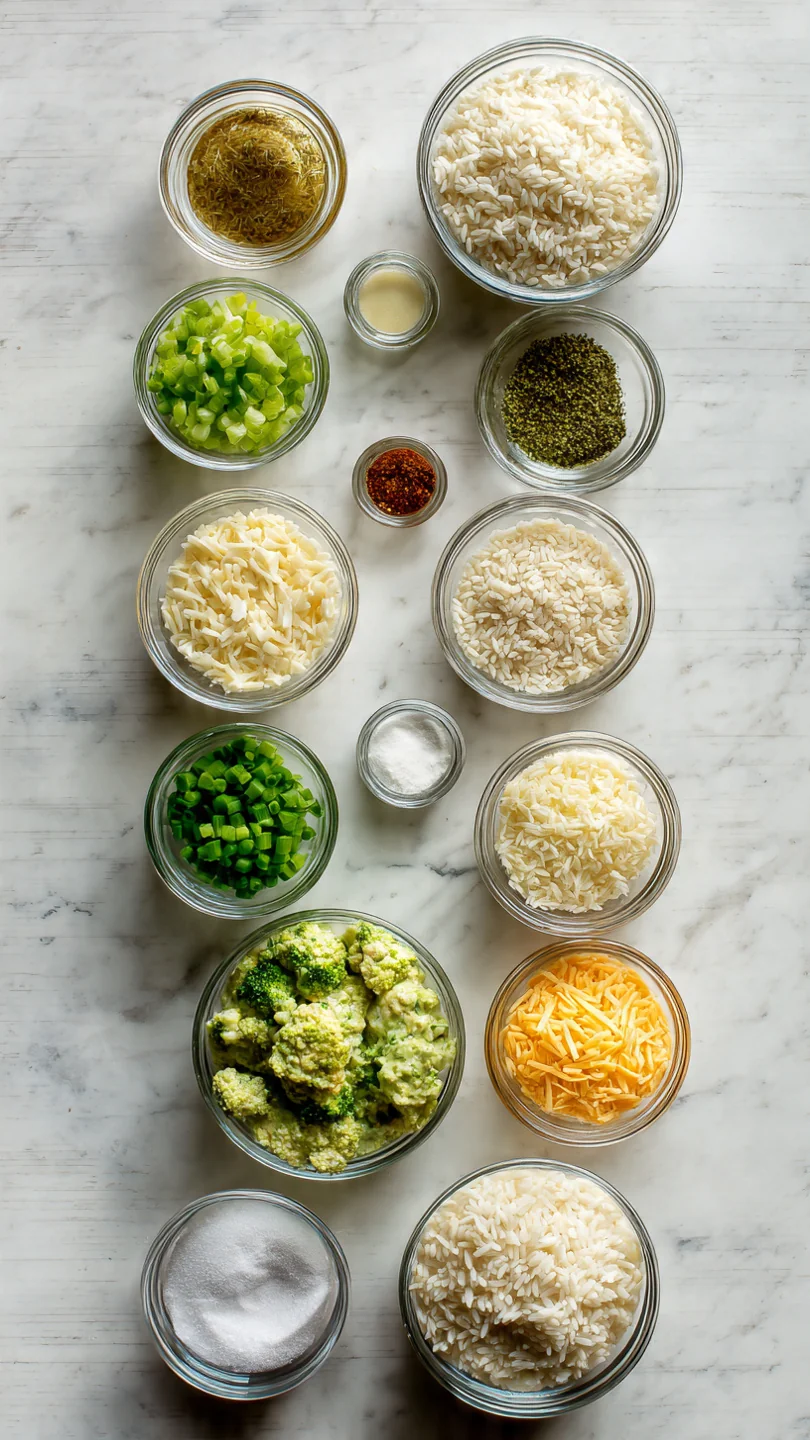 Cheesy Broccoli-Rice Casserole - Ingredients