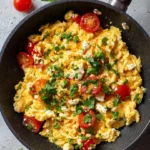 Chilli Scrambled Eggs With Goat'S Cheese, Coriander And Tomato - Image 3