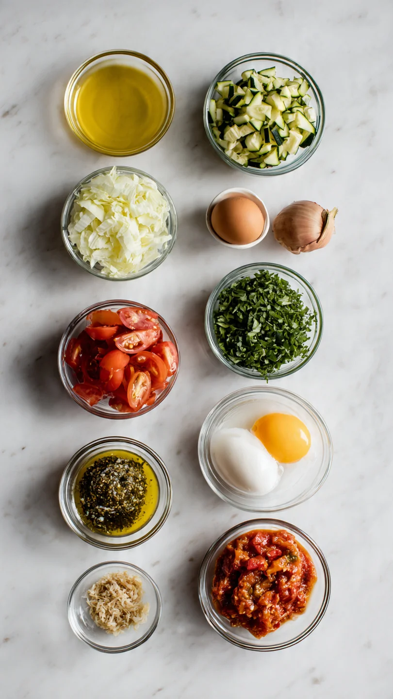Crustless Zucchini Tomato Quiche - Ingredients