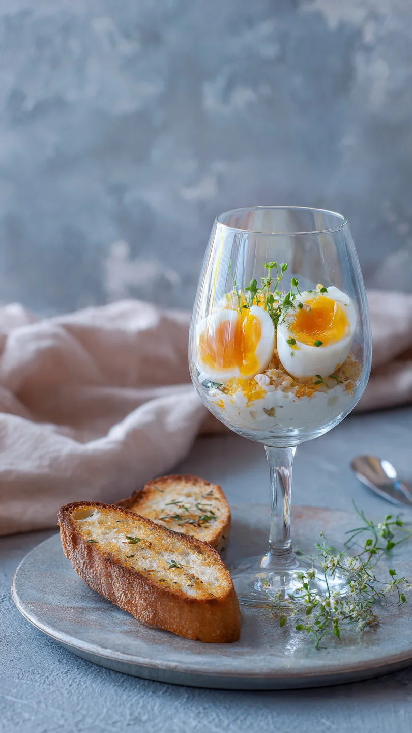 Eggs In Parfait With Toasted Garlic Bread - Image 1