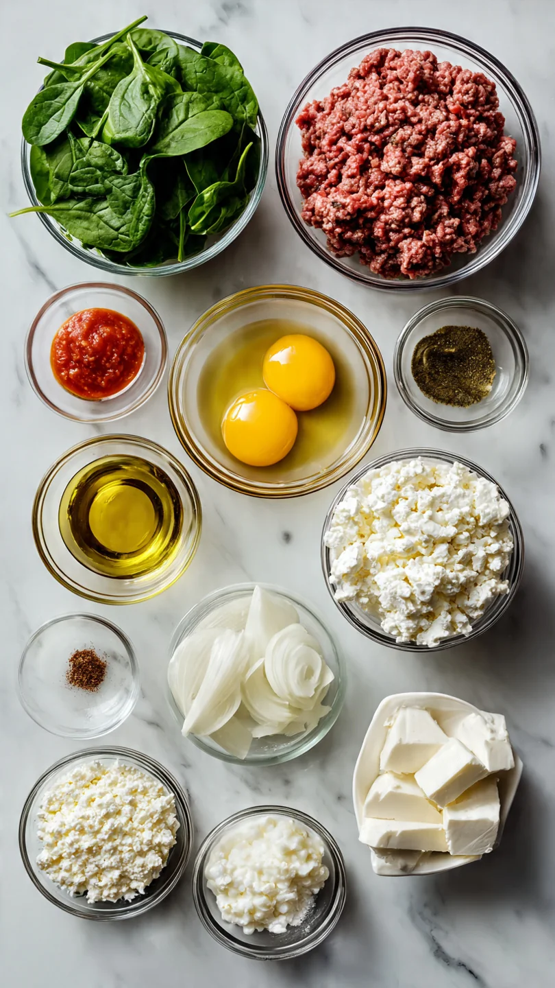 Heavenly Ground Beef And Spinach Skillet With Feta - Ingredients