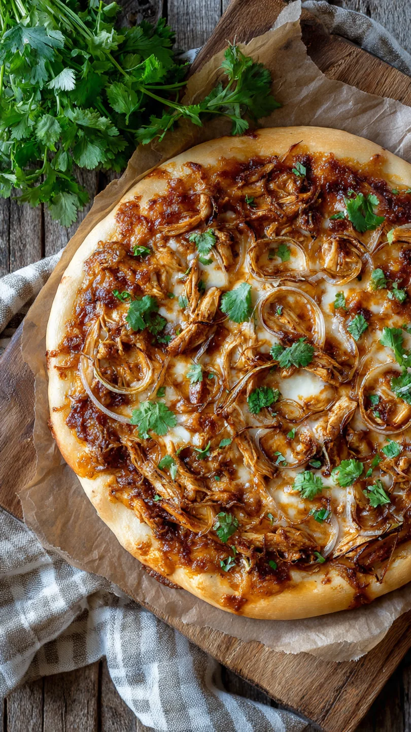 Homemade Bbq Chicken Pizza With Caramelized Onions And Fresh Cilantro - Image 1