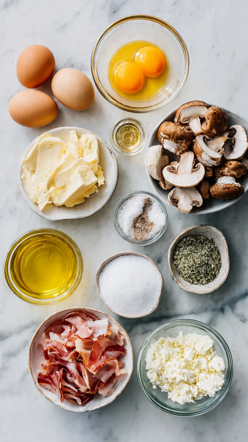 Keto Bacon & Mushroom Omelette - Ingredients
