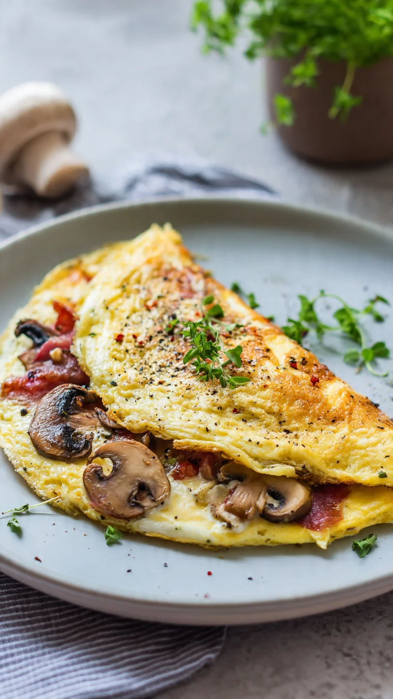 Keto Bacon & Mushroom Omelette - Image 1