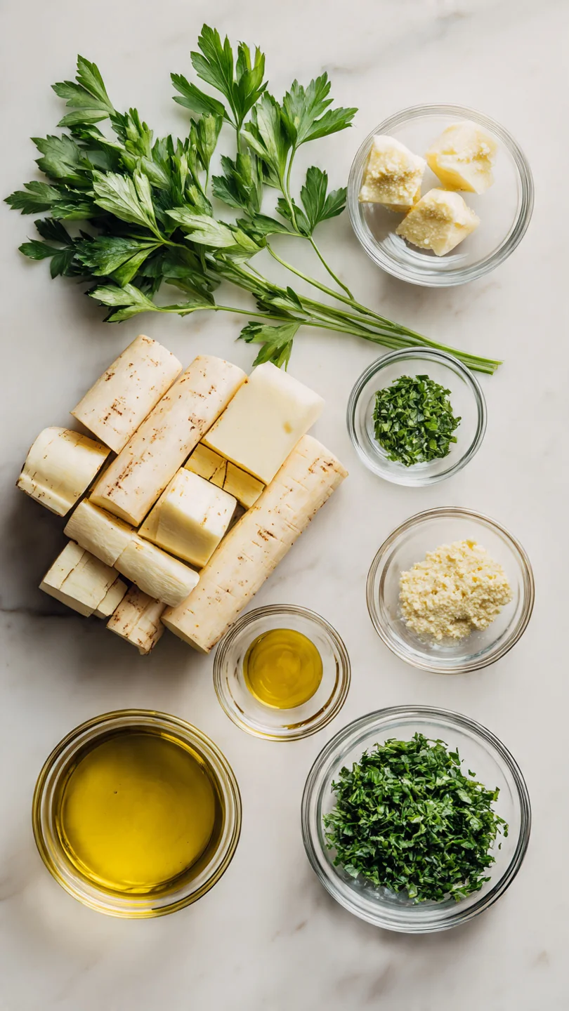 Mustard And Honey Roasted Parsnips With Chopped Parsley On Top - Ingredients