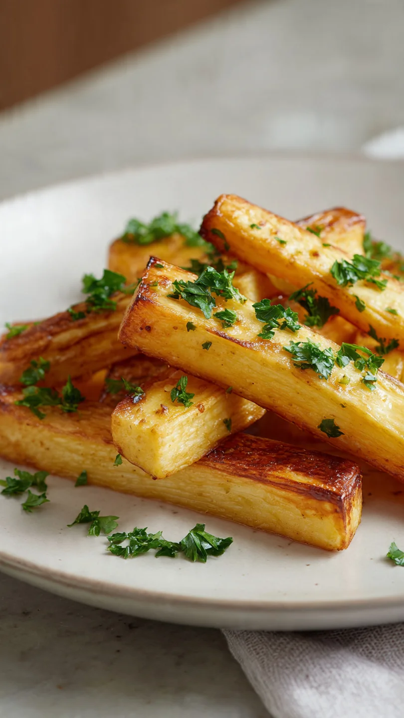 Mustard And Honey Roasted Parsnips With Chopped Parsley On Top - Image 1