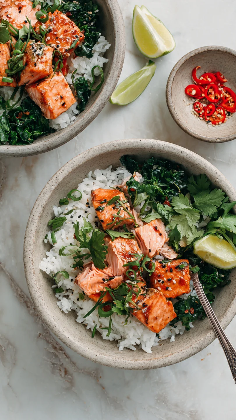 Spicy Salmon Bowls With Coconut Rice - Image 1
