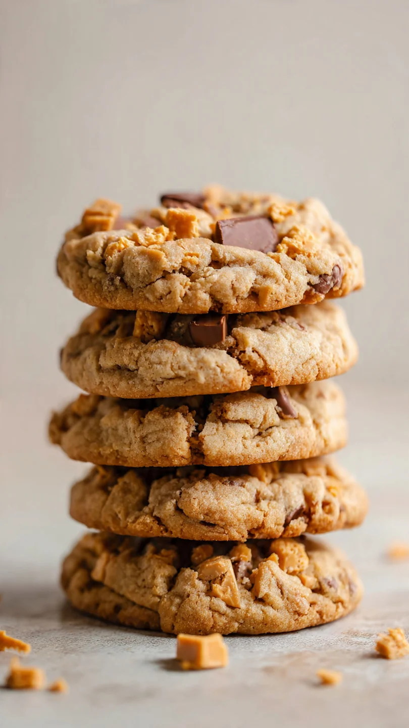 Thick And Chewy Peanut Butter Butterfinger Cookies - Image 1
