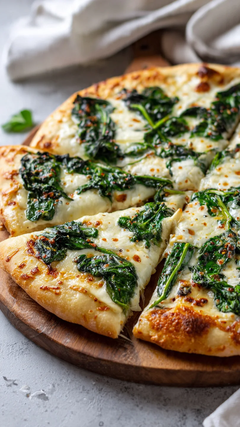 Greek Roasted Garlic Spinach White Pizza - Image 1