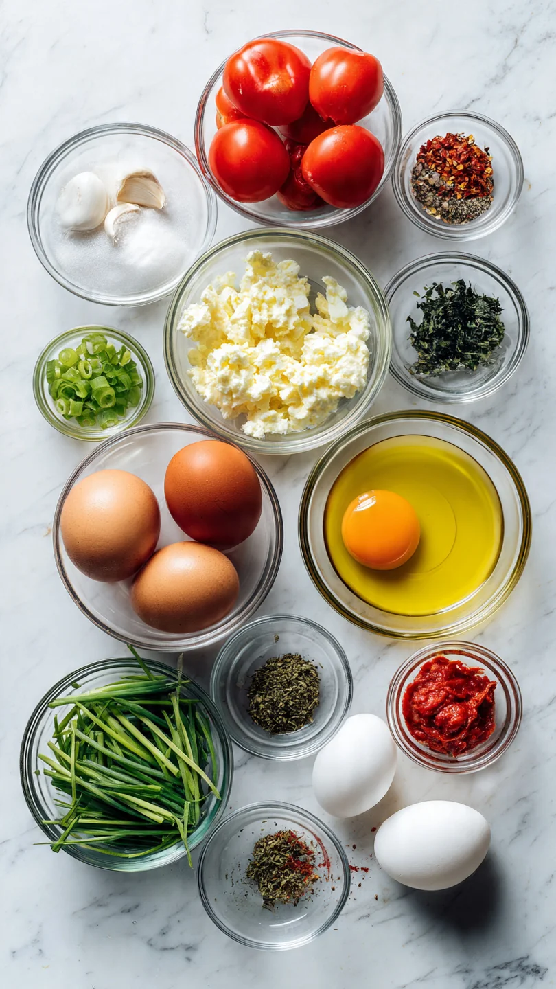 Scrambled Eggs With Tomatoes And Green Onions - Ingredients