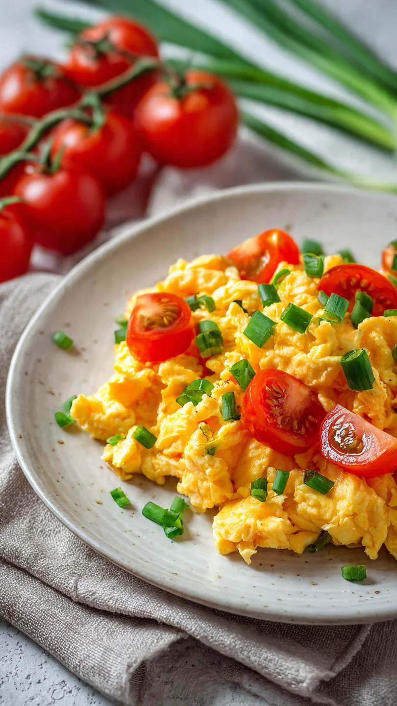 Scrambled Eggs With Tomatoes And Green Onions - Image 1