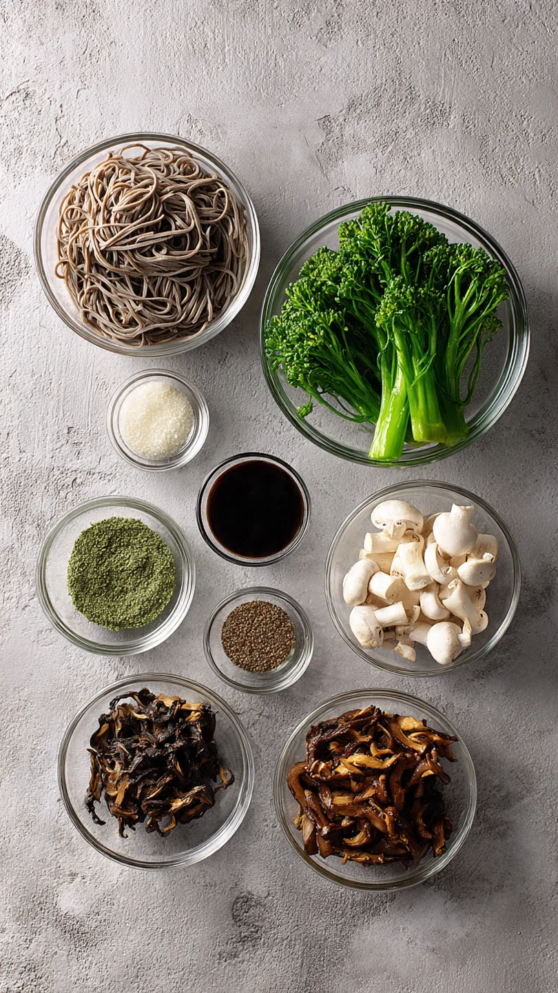 Soba Noodles With Roasted Teriyaki Mushrooms & Broccolini - Ingredients