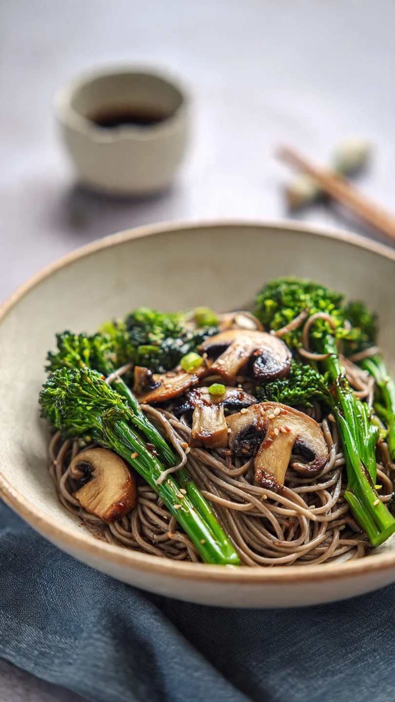 Soba Noodles With Roasted Teriyaki Mushrooms & Broccolini - Image 1
